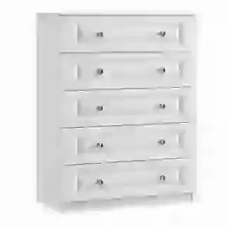 Crystal Knob 5 Drawer Chest White or Cashmere